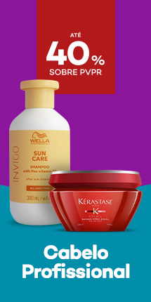 Produtos Cabelo Profissional com destaque promocional at&eacute; 40% sobre pre&ccedil;o de Venda ao P&uacute;blico Recomendado